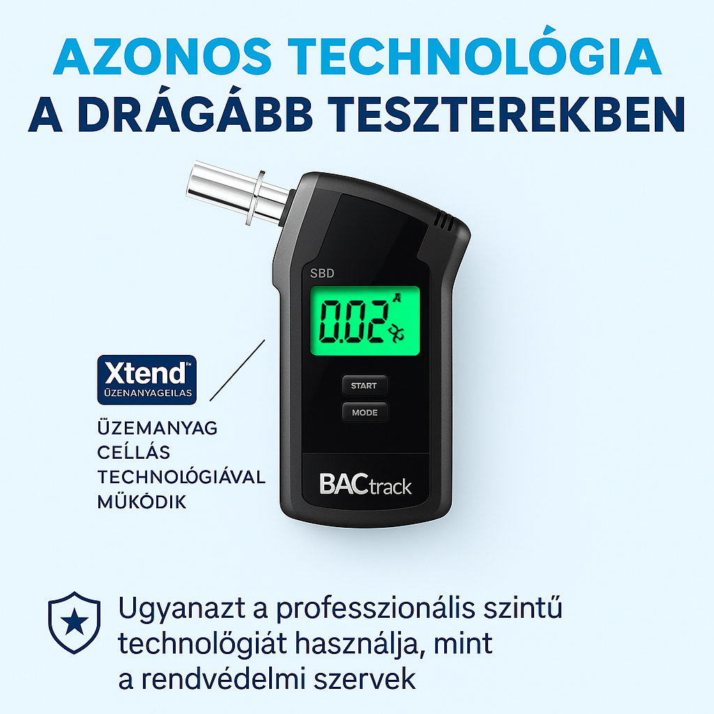 DriveSafe® Hordozható Alkoholteszter – EU-tanúsítvánnyal, Precíz Mérési Eredmények