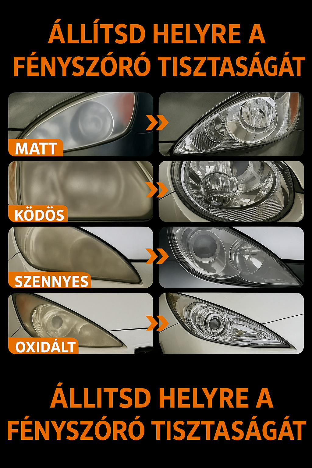 Gyors Fényszóró Tisztító Készlet